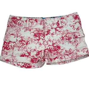 Pepe Jeans Men's pink tropical rolled cuff Y2K casual cargo short shorts